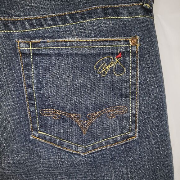 Vintage Y2K Pamela Anderson Dark Denim Bootcut Flare Jeans Womens Size 28 - Picture 4 of 9